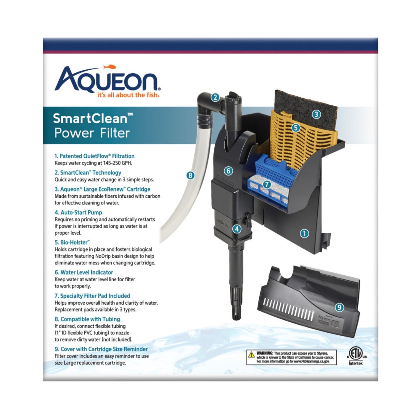 Aqueon SmartClean Power Filter with EcoRenew Filter Cartridge 1ea/30-50 gal