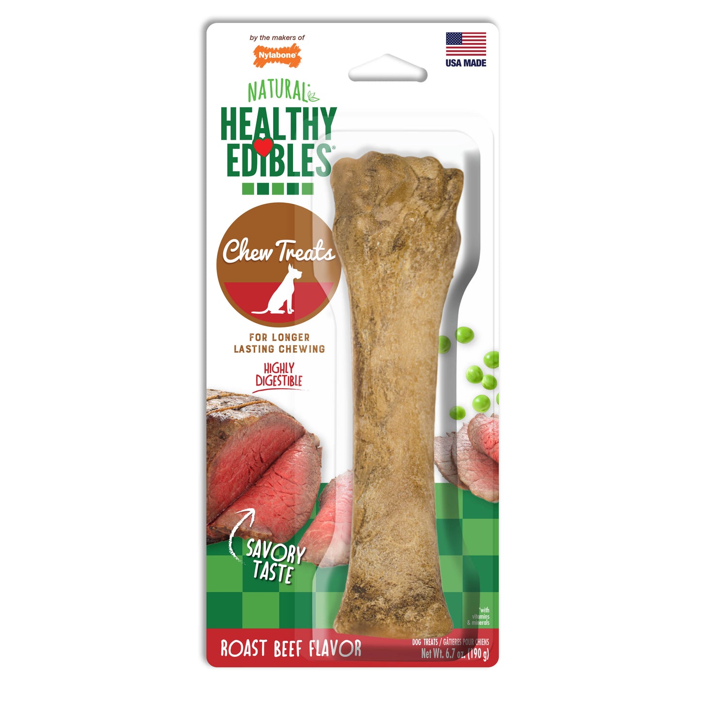 Nylabone Healthy Edibles AllNatural Long Lasting Roast Beef Dog Chew Treats 1 Count, Souper 50 lb