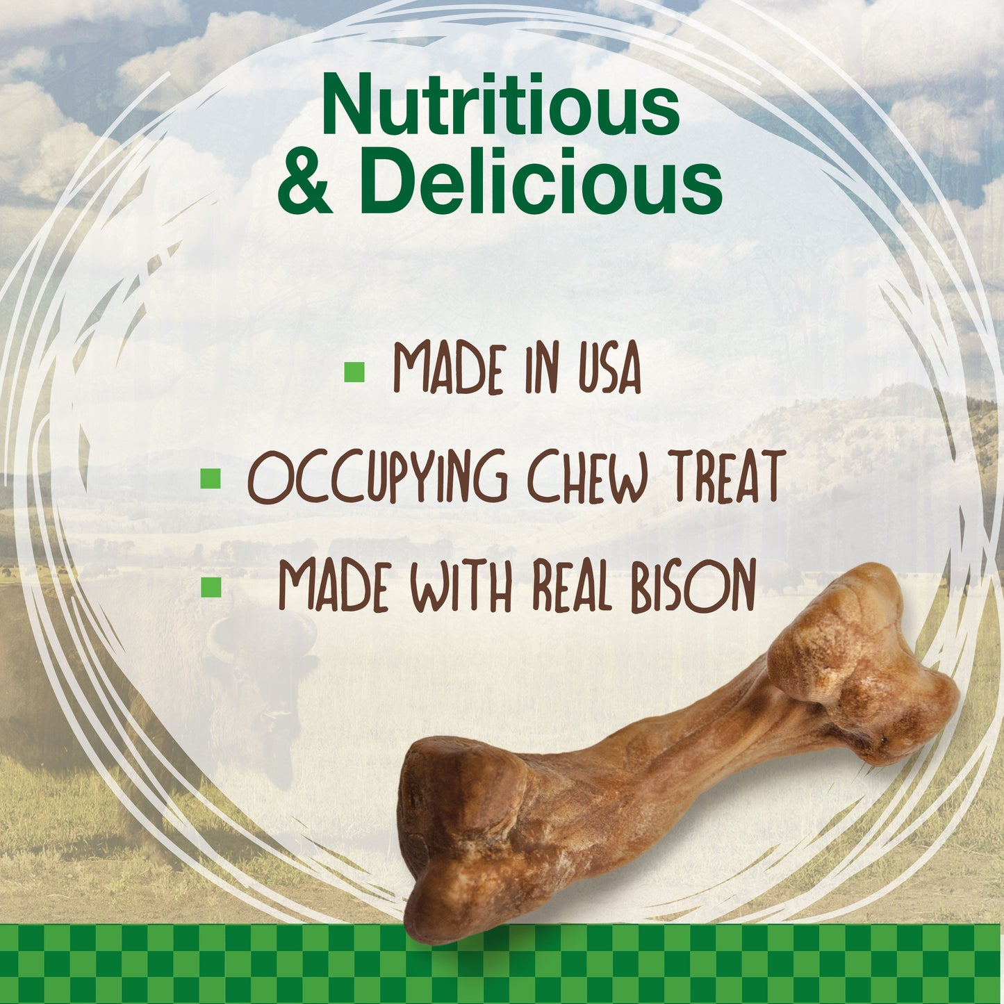 Nylabone Healthy Edibles WILD Natural Long Lasting Bison Dog Chew Treats Bison, SMall/Regular Up To 25 Ibs. 8 ct