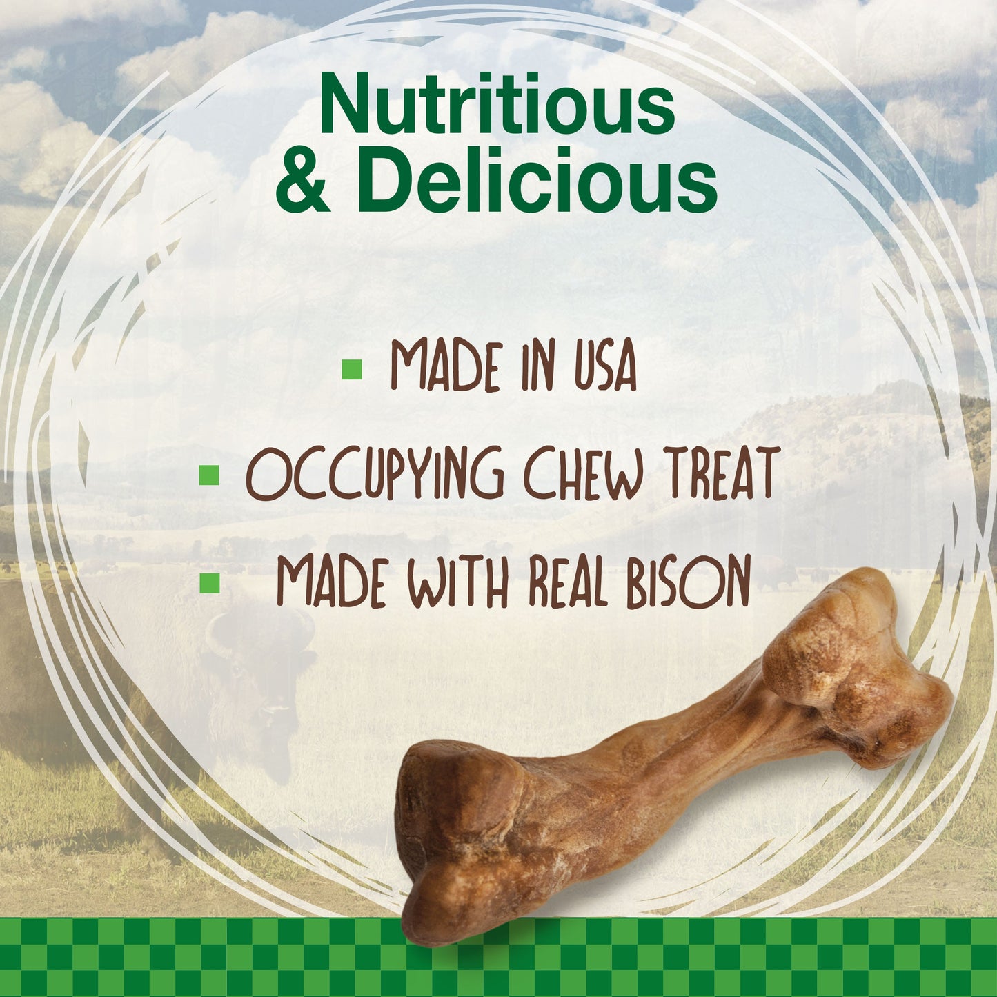 Nylabone Healthy Edibles WILD Natural Long Lasting Bison Dog Chew Treats Bison, Medium/Wolf Up To 35 Lbs. 2 ct
