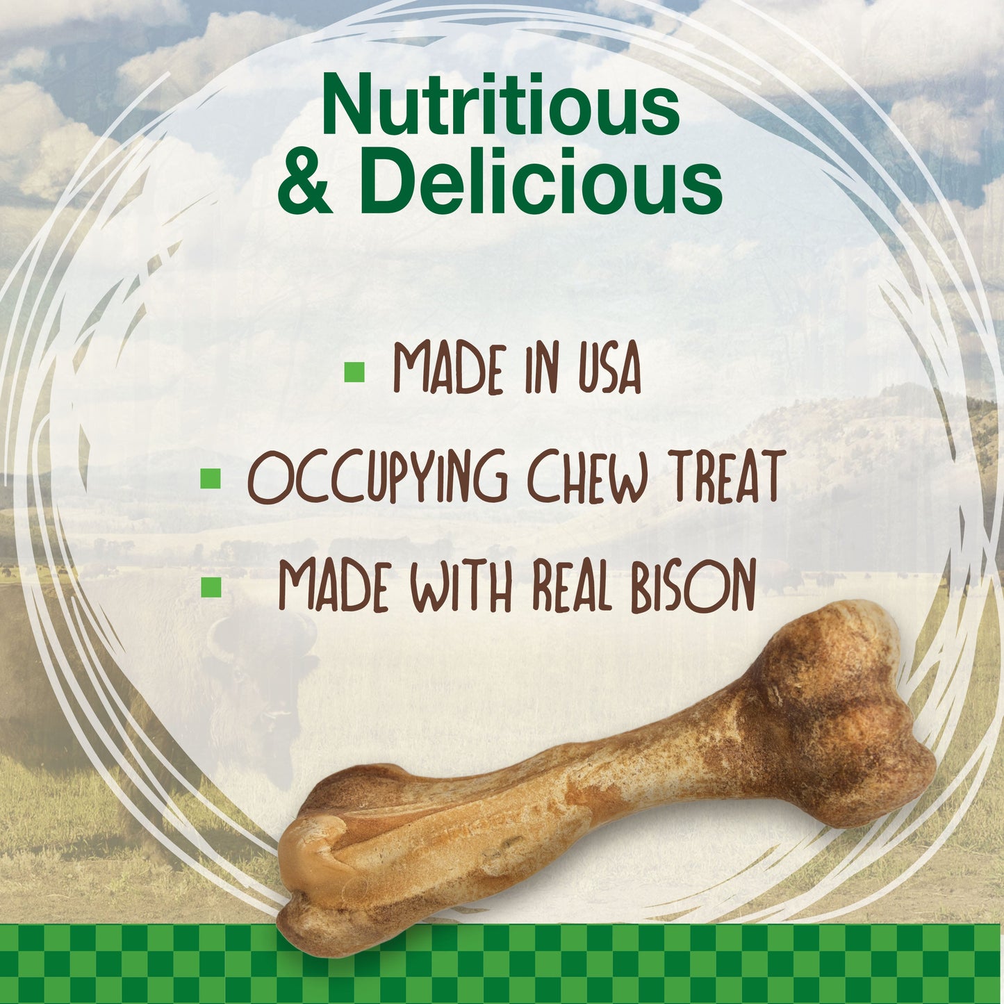 Nylabone Healthy Edibles WILD Natural Long Lasting Bison Dog Chew Treats Bison, Large/Giant Up To 50 Lbs. 1 ct