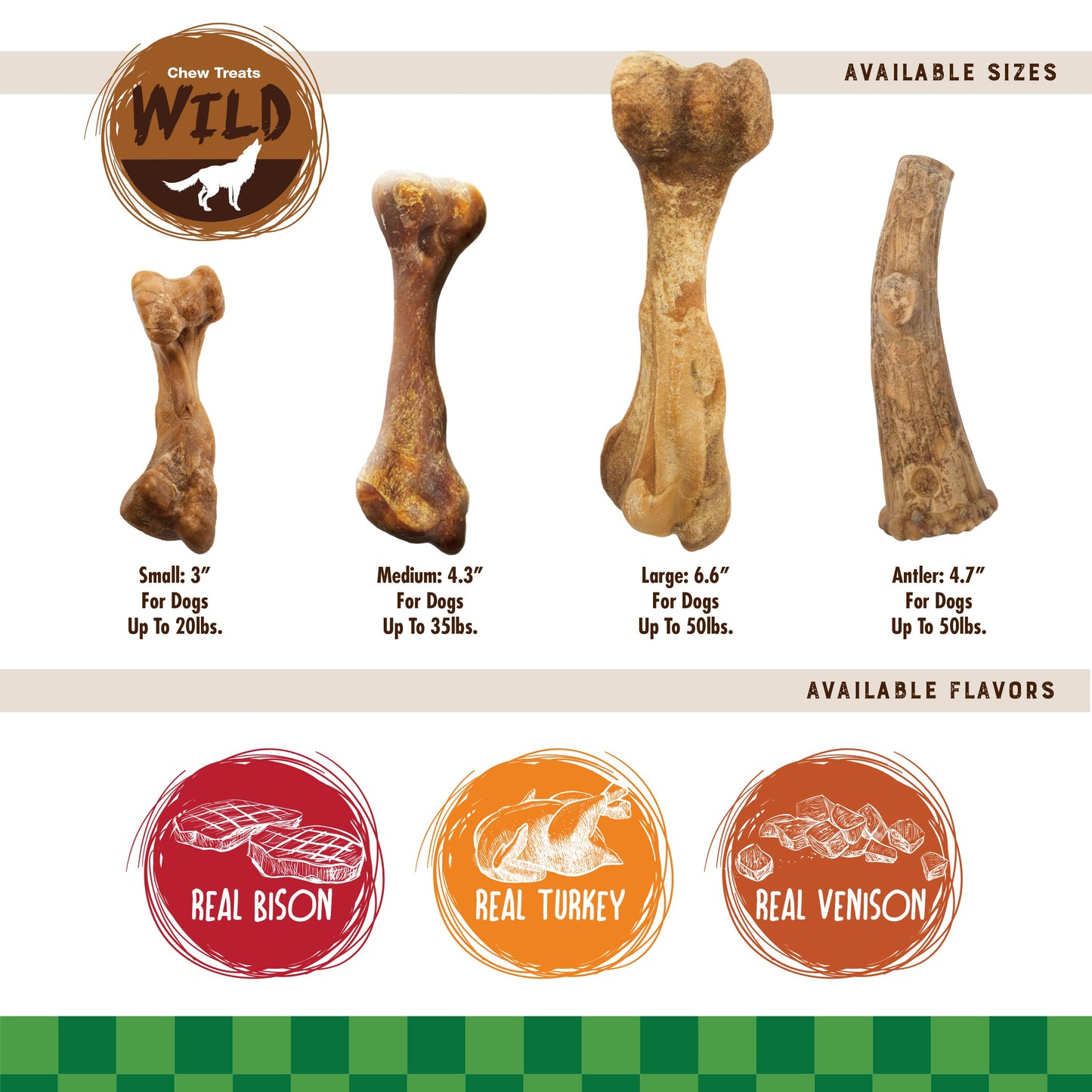 Nylabone Healthy Edibles WILD Antler Natural Long Lasting Dog Chew Treats Venison, Large/Giant Up To 50 Lbs. 2 ct