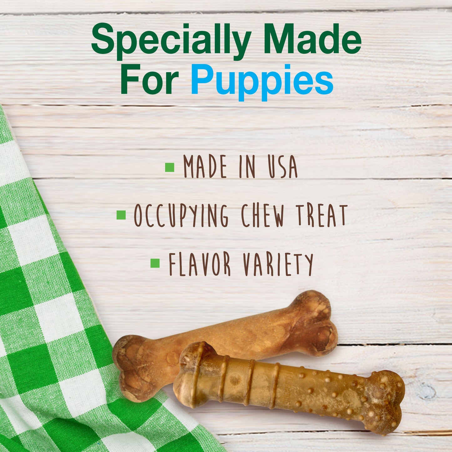 Nylabone Healthy Edibles Puppy Natural Long Lasting Variety Dog Chew Treats Roast Beef, Turkey, Apple, Bacon, XS/Petite Up To 15 Lbs. 3 ct