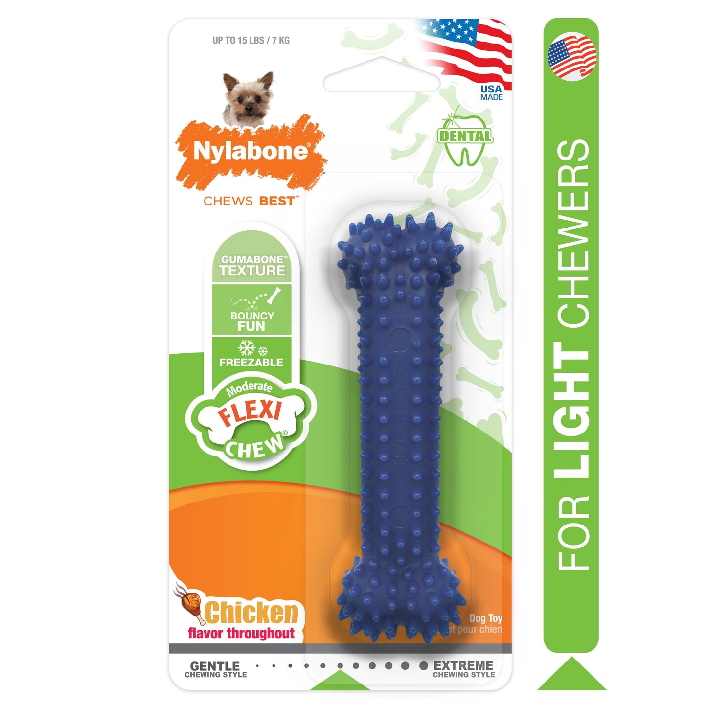 Nylabone Moderate Chew Textured Dog Dental Chew Toy Chicken 1ea/XS/Petite - Up To 15 lb