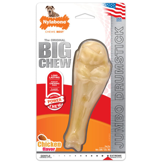 Nylabone Power Chew Jumbo Drumstick Big Dog Chew Toy Chicken 1ea/XXL/Monster - 50++ lb