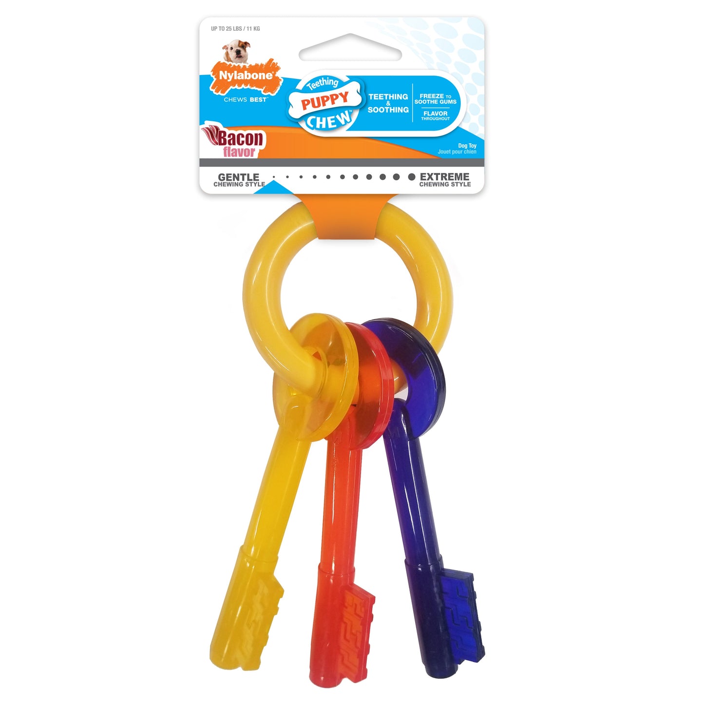 Nylabone Just for Puppies Teething Chew Toy Keys Chew Toy Keys Bacon 1ea/SMall/Regular - Up To 25 Ibs.