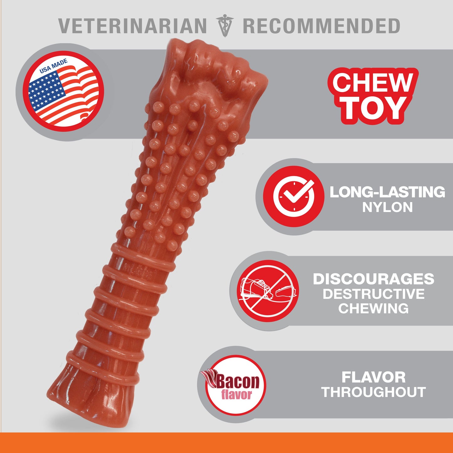 Nylabone Power Chew Dog Toy Bacon 1ea/XL/Souper - 50+ lb