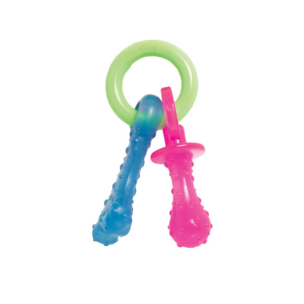 Nylabone Puppy Pacifier Teething Toy Chew Teething Pacifier Bacon 1ea/SMall/Regular - Up To 25 Ibs.