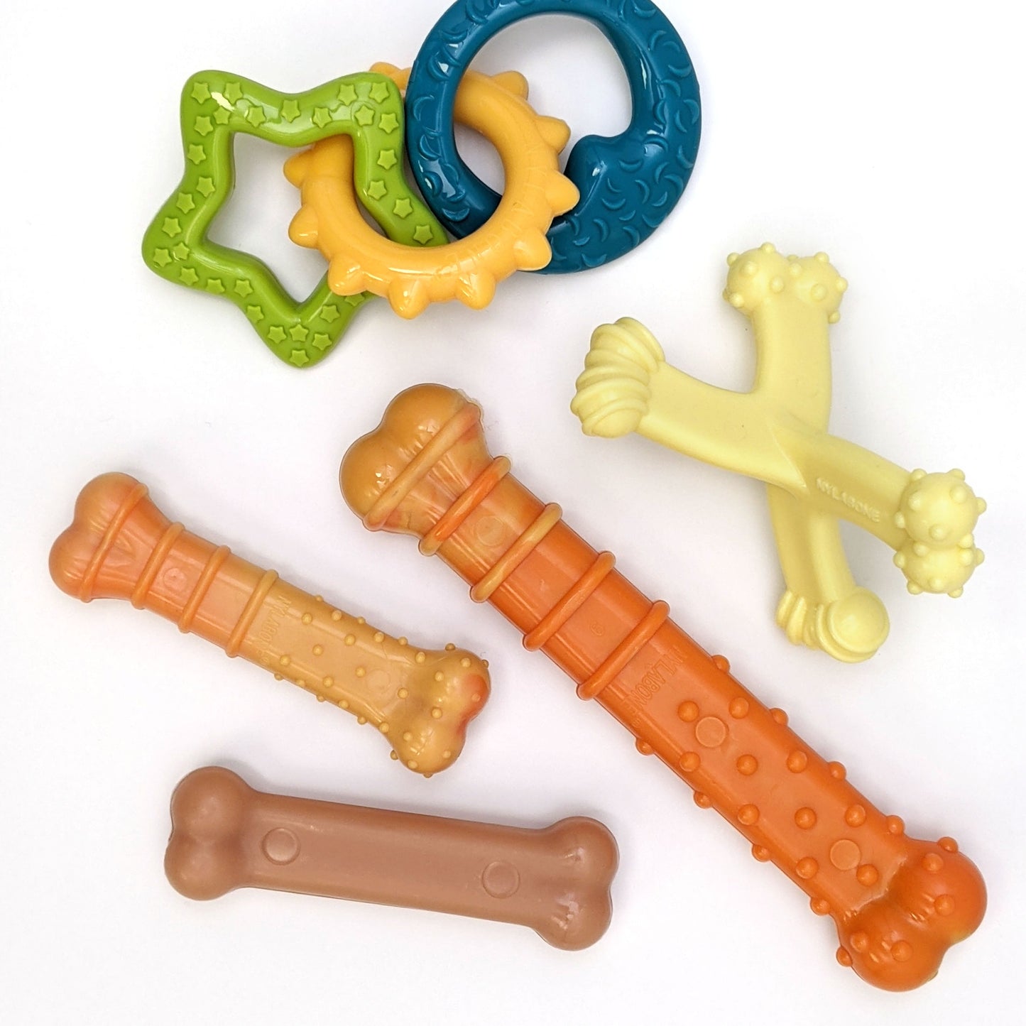 Nylabone Puppy Power Chew Puppy Teething Rings Bacon Yellow 1ea/SMall/Regular - Up To 25 Ibs.