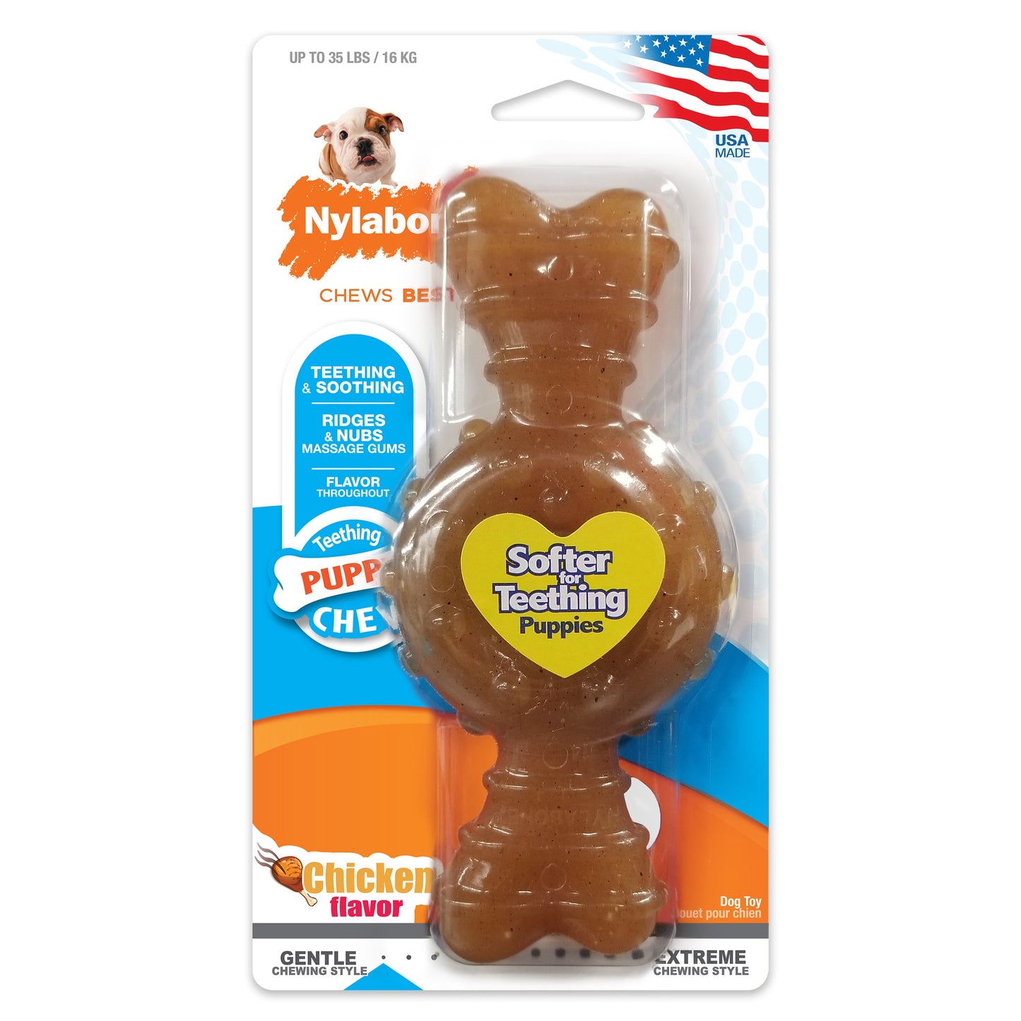 Nylabone Puppy Ring Bone Teething Toy for Puppies Ring Bone Chicken 1ea/Medium/Wolf - Up To 35 lb