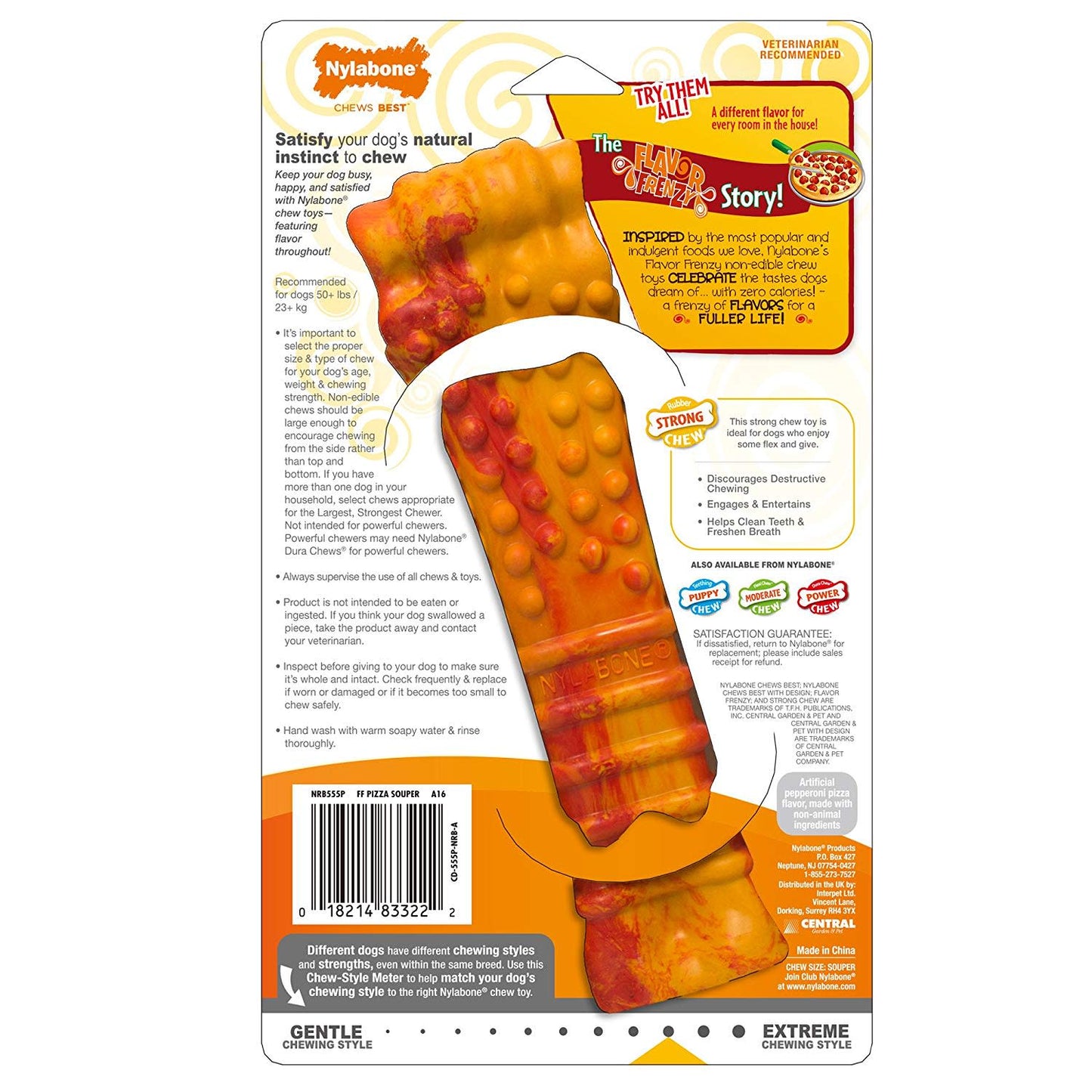 Nylabone Flavor Frenzy Strong Chew Dog Toy Pepperoni Pizza 1ea/XL/Souper - 50+ lb