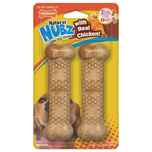 Nylabone Natural Nubz Chicken Dog Treats Chicken, Large  30 Lbs. 2 ct