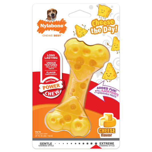 Nylabone Power Chew Cheese Dog Toy Cheese 1ea/Medium/Wolf - Up To 35 lb