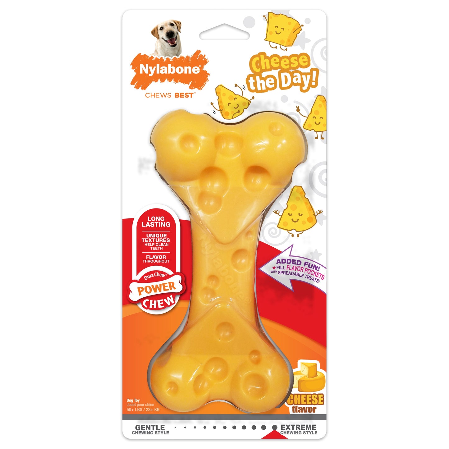 Nylabone Power Chew Cheese Dog Toy Cheese 1ea/XL/Souper - 50+ lb