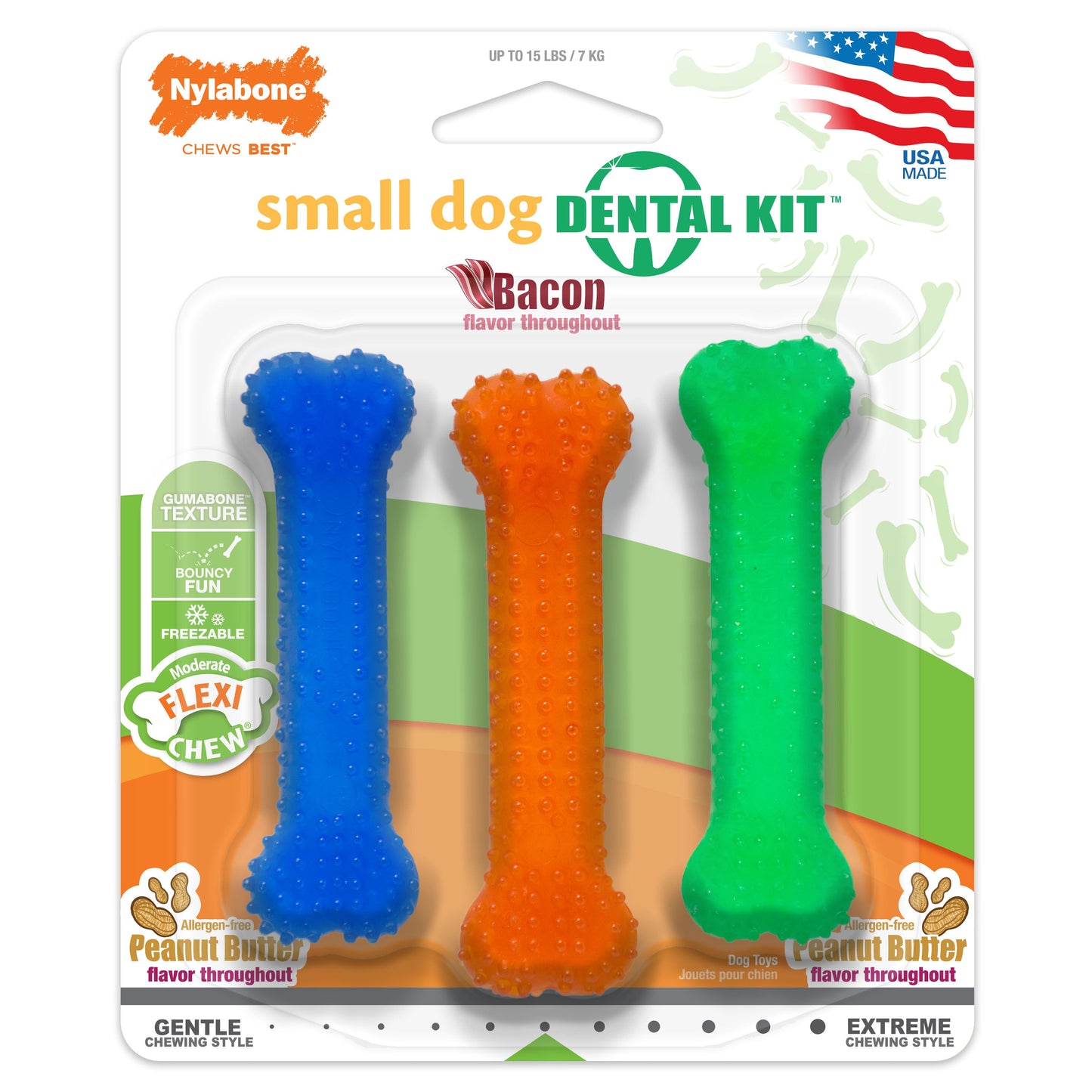 Nylabone FlexiChew Dog Dental Pack Variety 1ea/XS/Petite - Up To 15 lb