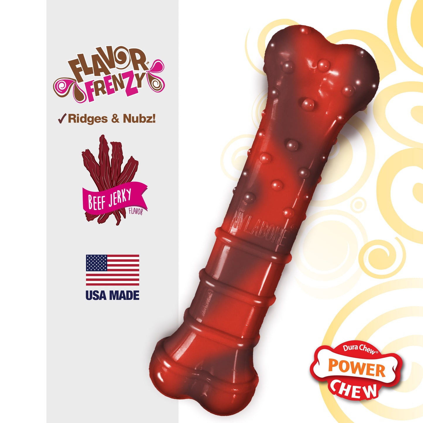 Nylabone Flavor Frenzy Power Chew Durable Dog Chew Toy Beef Jerky 1ea/SMall/Regular - Up To 25 Ibs.