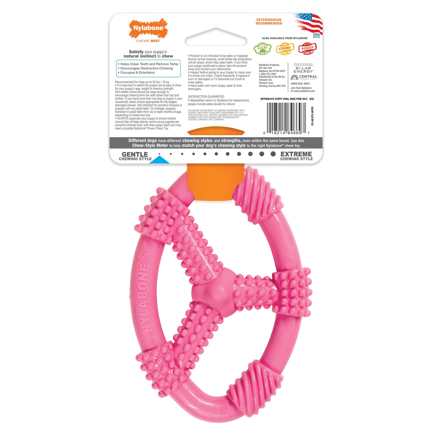 Nylabone Puppy Chew Spin Tug Play Toy Peanut Butter, Pink, 1ea/Medium/Wolf  Up To 35 Lbs. 1 ct