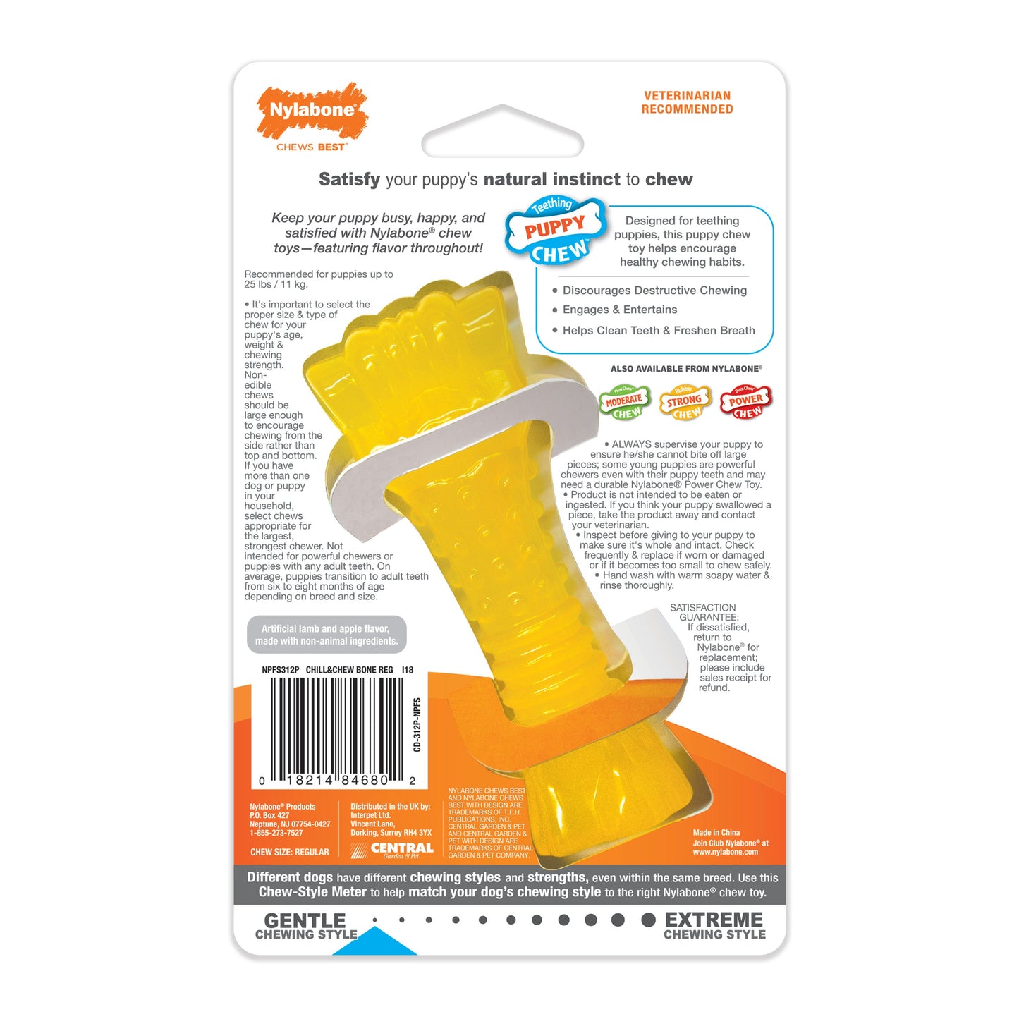 Nylabone Puppy Chew Freezer Dog Bone Chill and Chew Bone Lamb & Apple 1ea/SMall/Regular - Up To 25 Ibs.