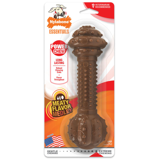 Nylabone Barbell Power Chew Durable Dog Toy Flavor Medley 1ea/Large/Giant - Up To 50 lb