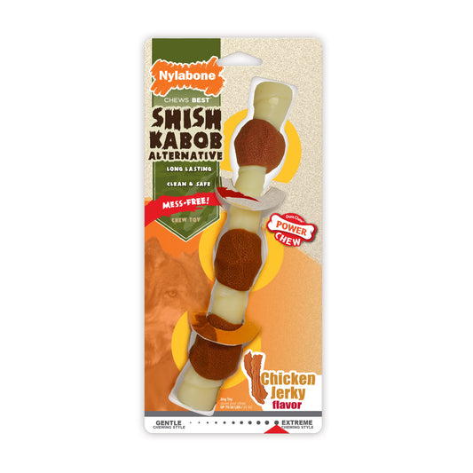 Nylabone Power Chew Shish Kabob Alternative Nylon Chew Toy Chicken Jerky Large/Giant - Up To 50 lb (Single Chew)