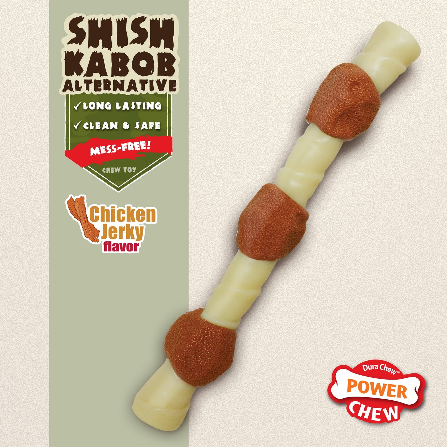 Nylabone Power Chew Shish Kabob Alternative Nylon Chew Toy Chicken Jerky Large/Giant - Up To 50 lb (Single Chew)