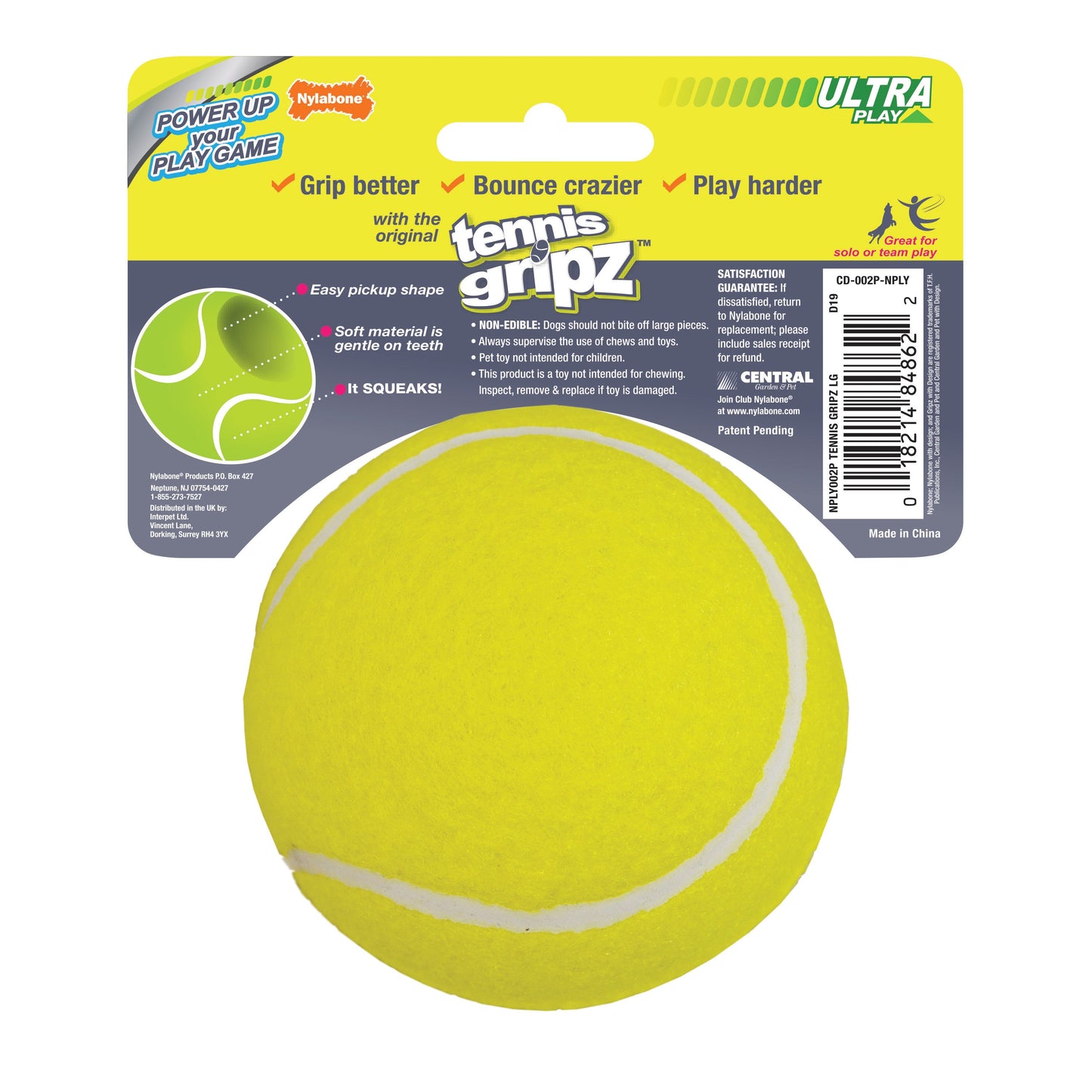 Nylabone Power Play Dog Tennis Ball Gripz 1 Count 1ea/Large