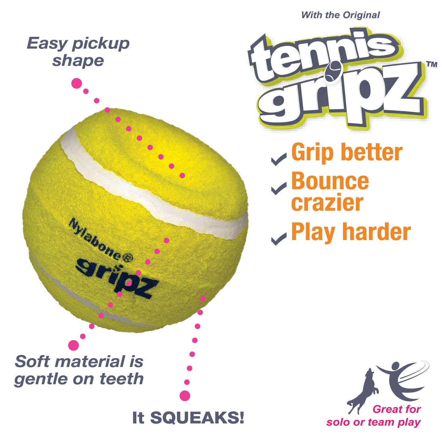 Nylabone Power Play Dog Tennis Ball Gripz 1 Count 1ea/Large