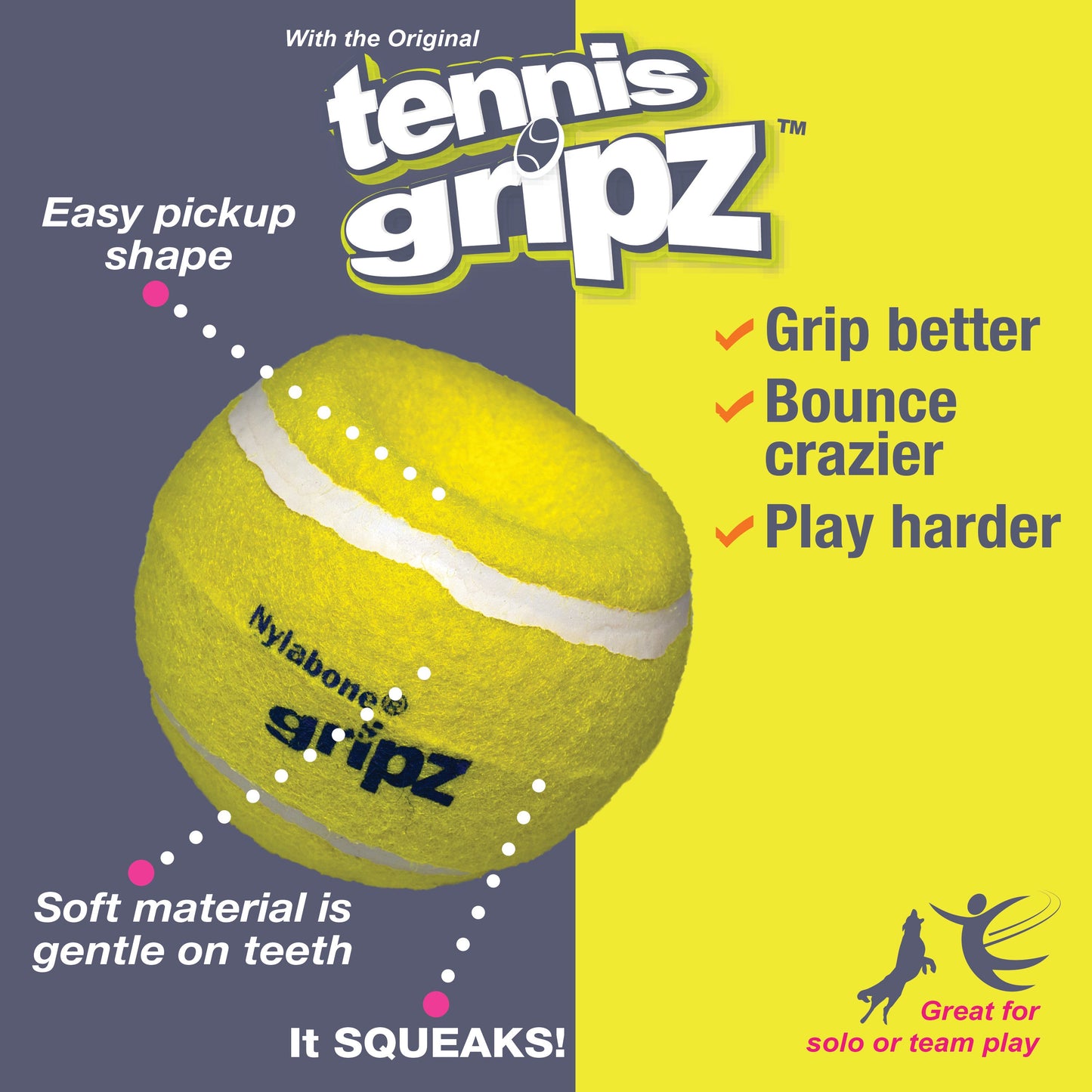 Nylabone Power Play Dog Tennis Ball Gripz 1 Count 1ea/Large