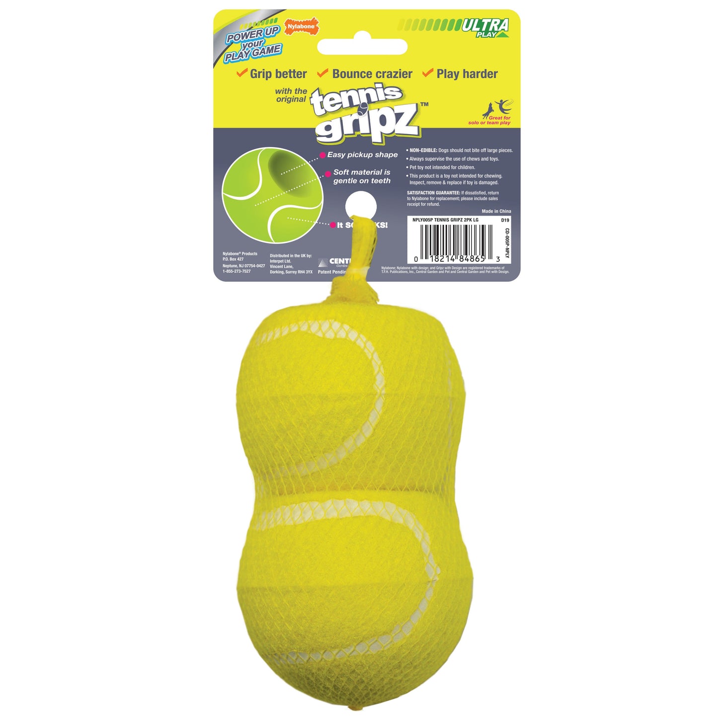 Nylabone Power Play Dog Tennis Ball Gripz 1ea/Large/Giant - Up To 50 lb