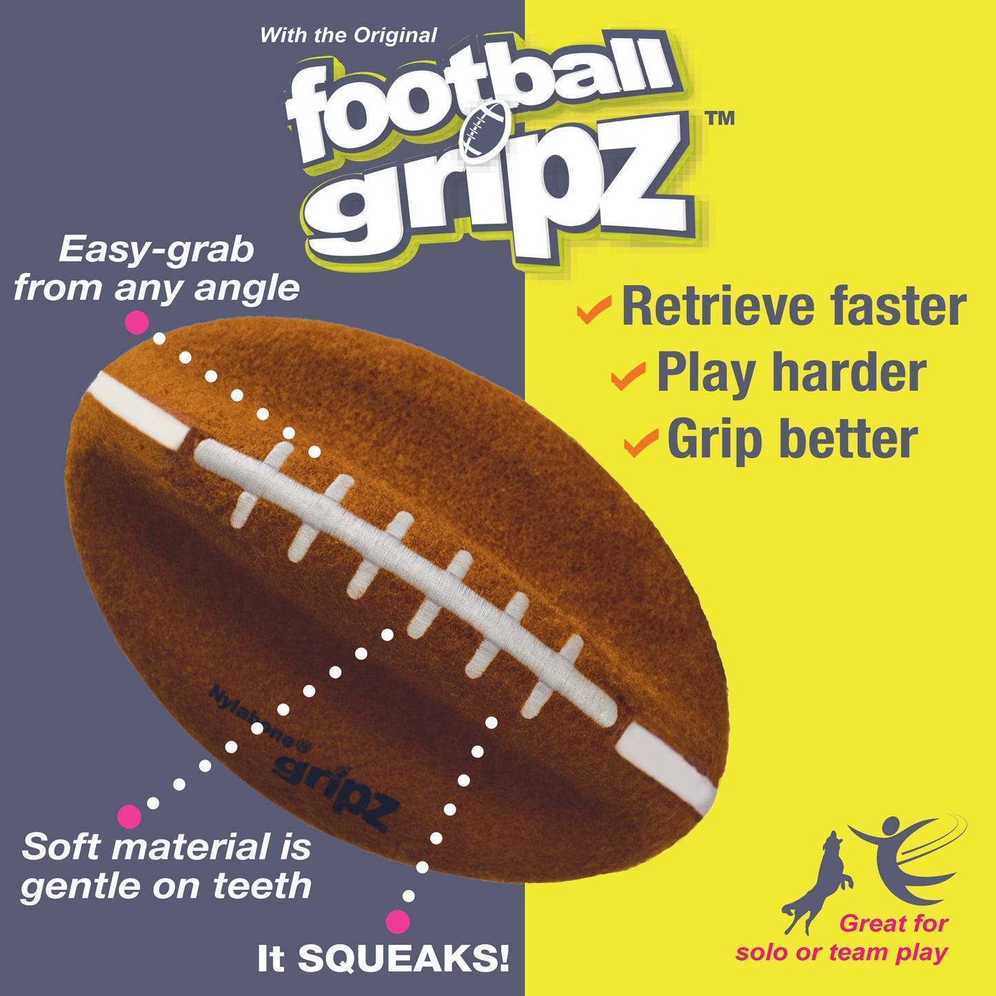 Nylabone Power Play Dog Football Gripz 1ea/Large/Giant - Up To 50 lb