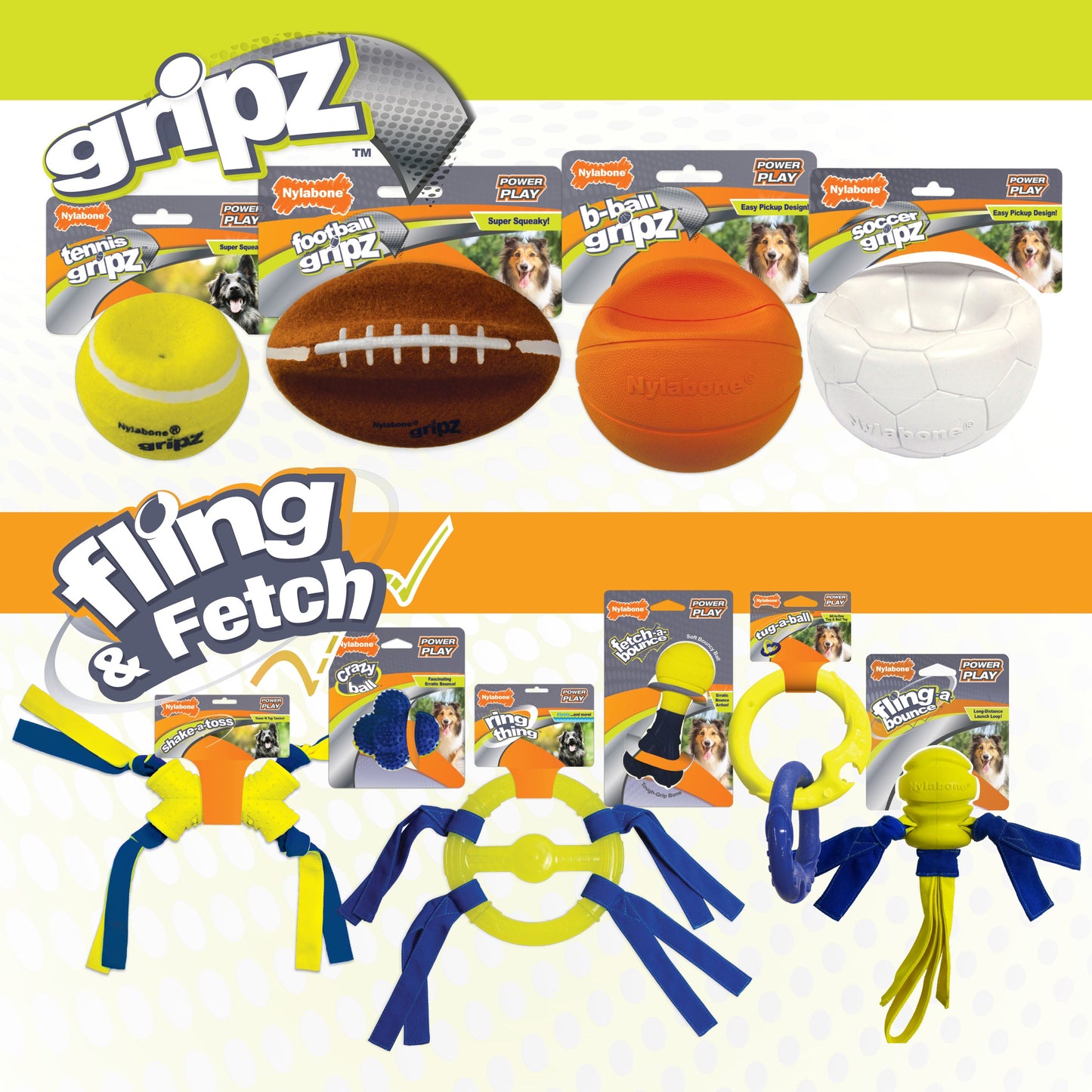 Nylabone Power Play Gripz Dog Soccer Ball Toy 1ea/Medium/Wolf - Up To 35 lb