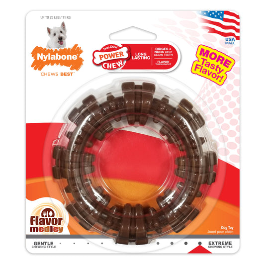 Nylabone Power Chew Textured Dog Ring Toy Flavor Medley 1ea/SMall/Regular - Up To 25 Ibs.