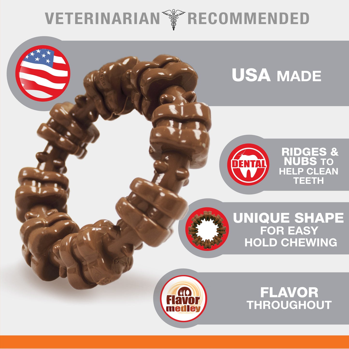 Nylabone Power Chew Textured Dog Ring Toy Flavor Medley 1ea/SMall/Regular - Up To 25 Ibs.