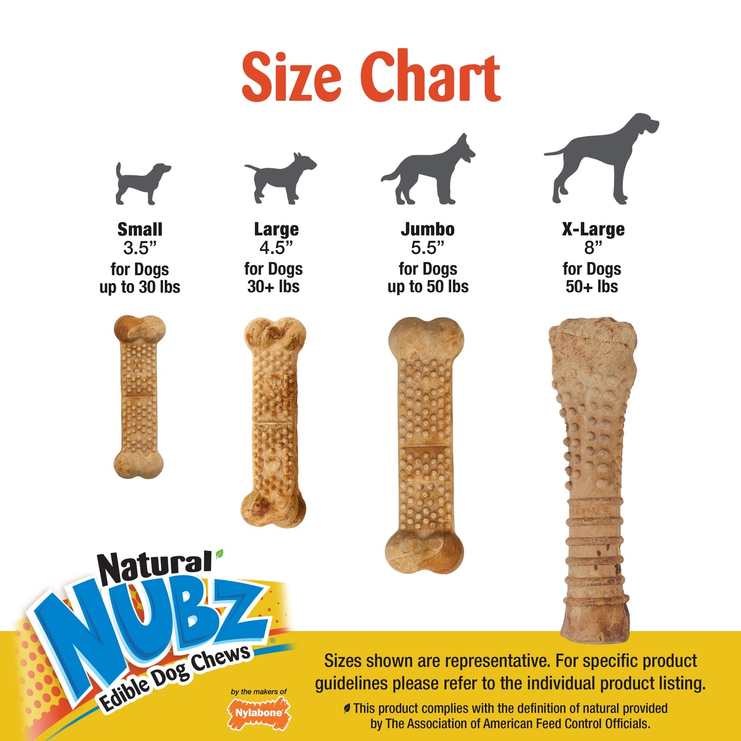 Nylabone Natural Nubz Dog Treats, AllergenFree Peanut Butter Peanut Butter, Large  30 Lbs. 15 ct