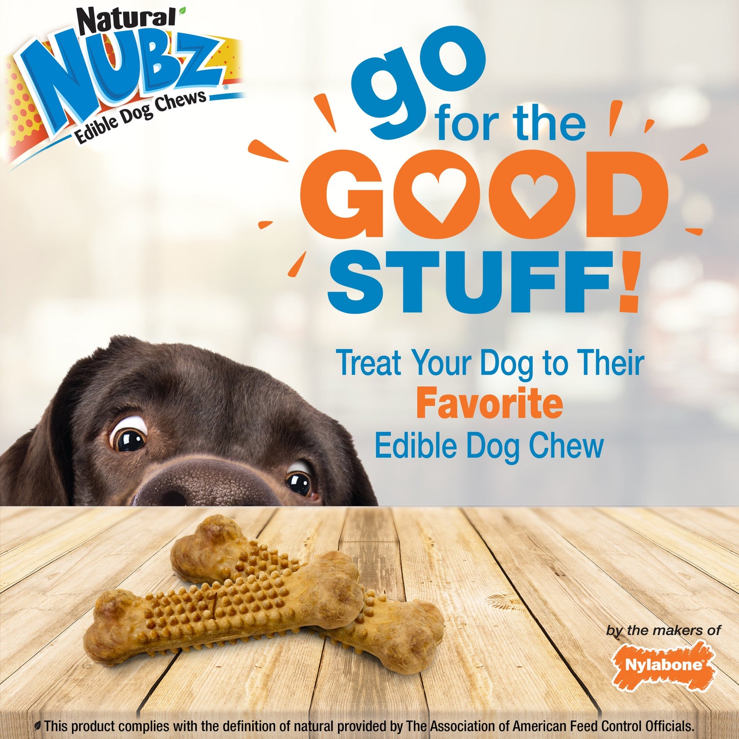 Nylabone Natural Nubz Dog Treats, AllergenFree Peanut Butter Peanut Butter, Large  30 Lbs. 15 ct