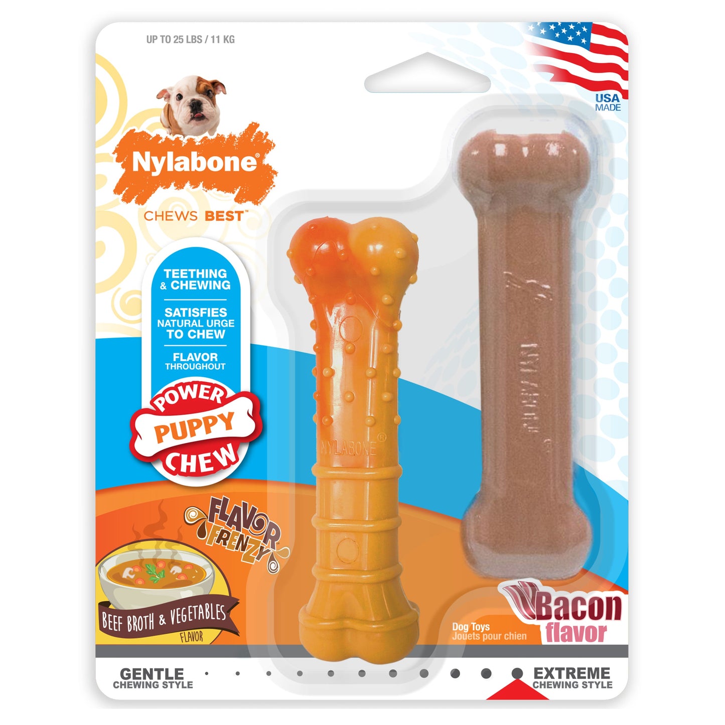 Nylabone Tough Puppy Chew Bones Twin Pack 1ea