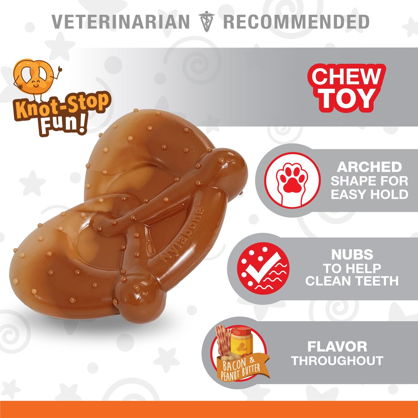 Nylabone Power Chew Pretzel Dog Toy Bacon & Peanut Butter 1ea/SMall/Regular - Up To 25 Ibs.