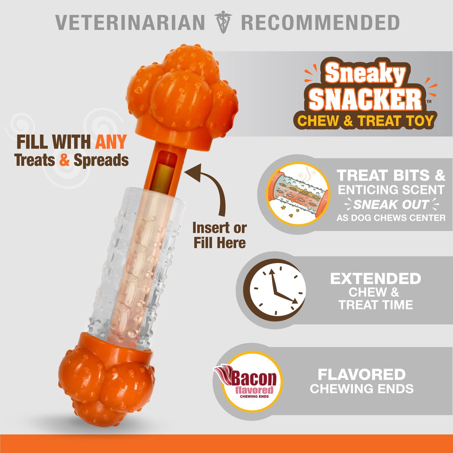 Nylabone Sneaky Snacker Dog Treat Toy Bacon Sneaky Snacker 1ea/Large/Giant - Up To 50 lb