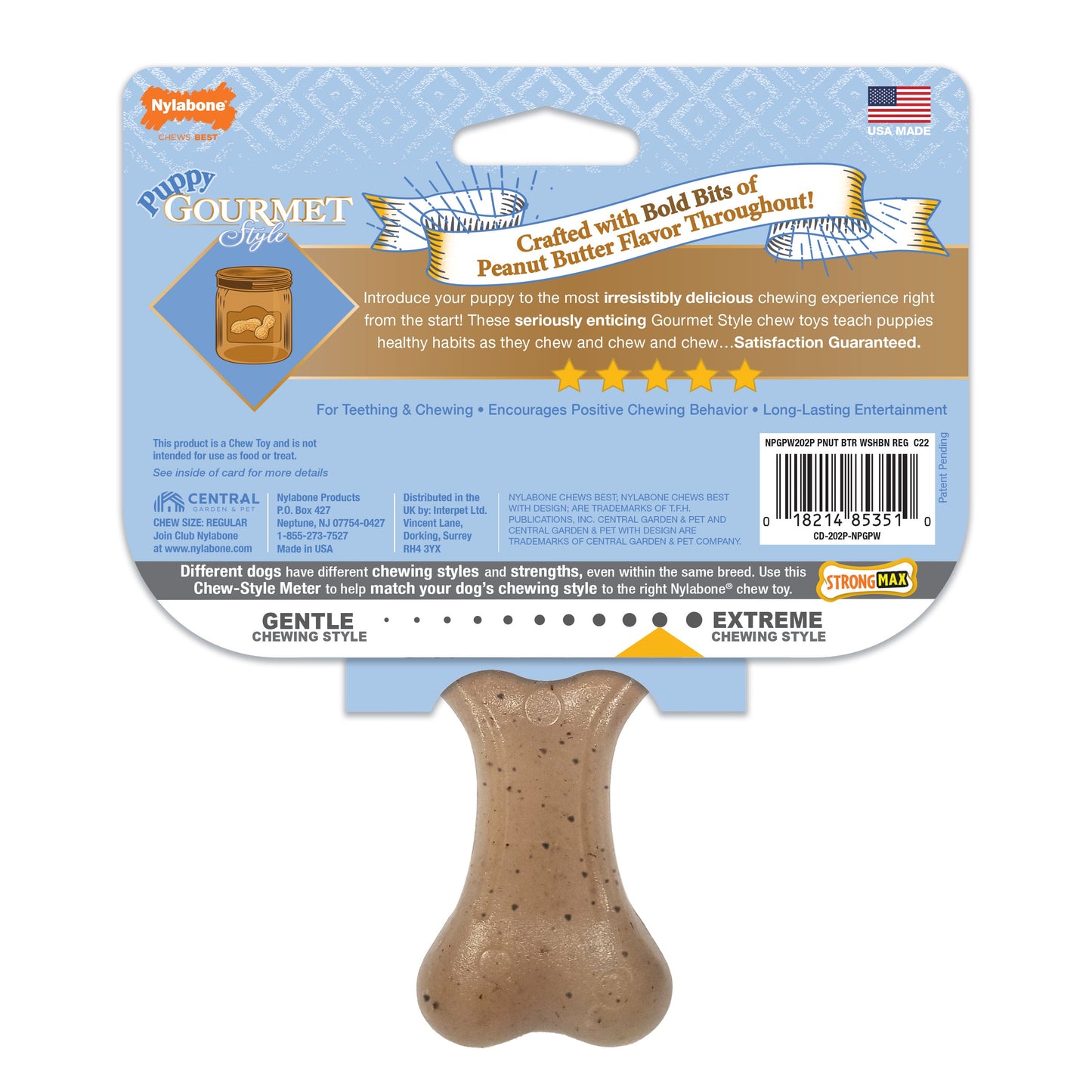 Nylabone Gourmet Style Strong Wishbone Puppy Chew Toy Peanut Butter 1ea/SMall/Regular - Up To 25 Ibs.