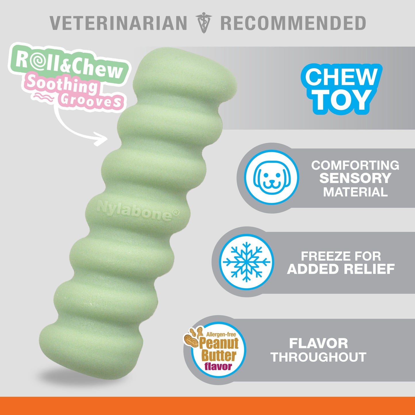 Nylabone Sensory Material Puppy Teething Stick Peanut Butter, 1ea/ Small/Regular - Up To 25 Ibs.