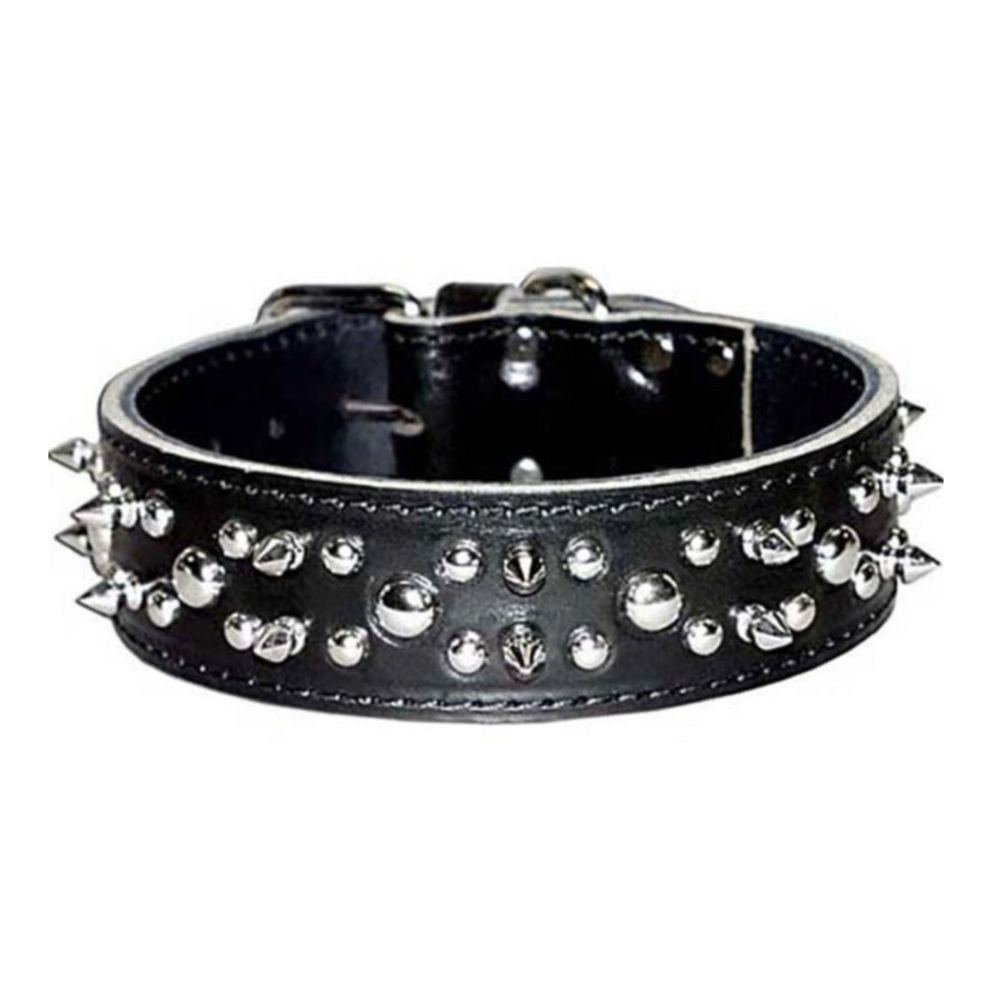 Omni Pet Latigo Leather Spike/Stud Dog Collar Black 1.75 x 28in.