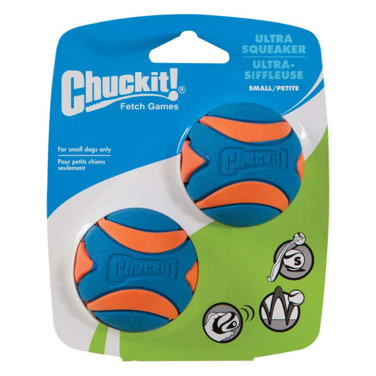 Chuckit! Ultra Squeaker Balls Dog Toy Blue/Orange 1ea/2 pk, SM