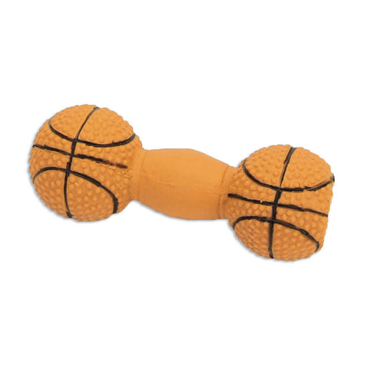 Rascals Latex Dog Toy Basketball Dumbbell Brown 1ea/4 in