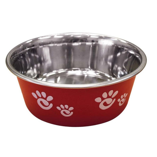 Spot Barcelona Stainless Steel Paw Print Dog Bowl Raspberry, 1ea/32 oz