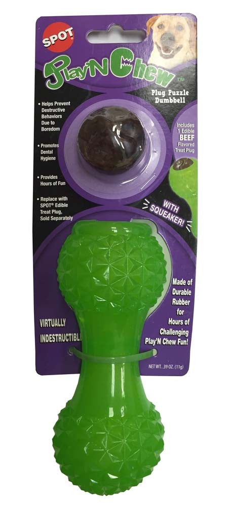 Ethical Play'N Chew Treat Cap Dumbbell Dog Toy 6in