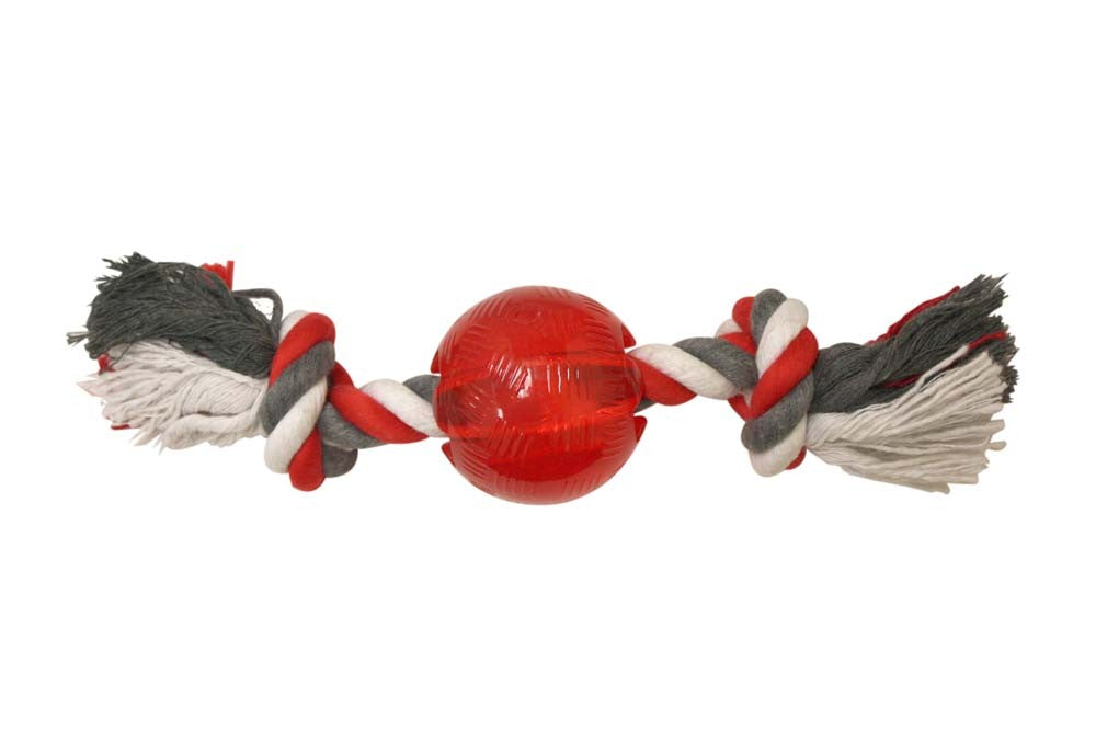 Spot Play Strong Ball with Rope Dog Toy Red 1ea/2.5 in