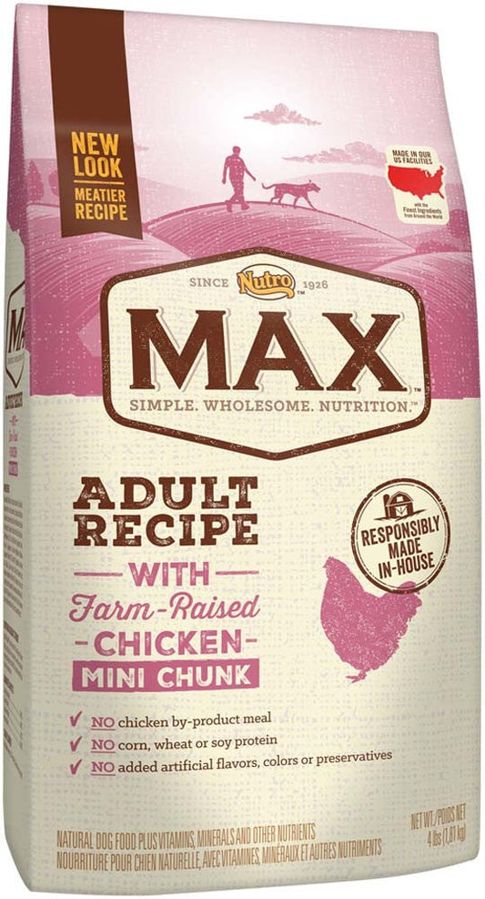 Nutro Products Max Adult Dry Dog Food Farm-Raised Chicken Mini Chunk 4lb