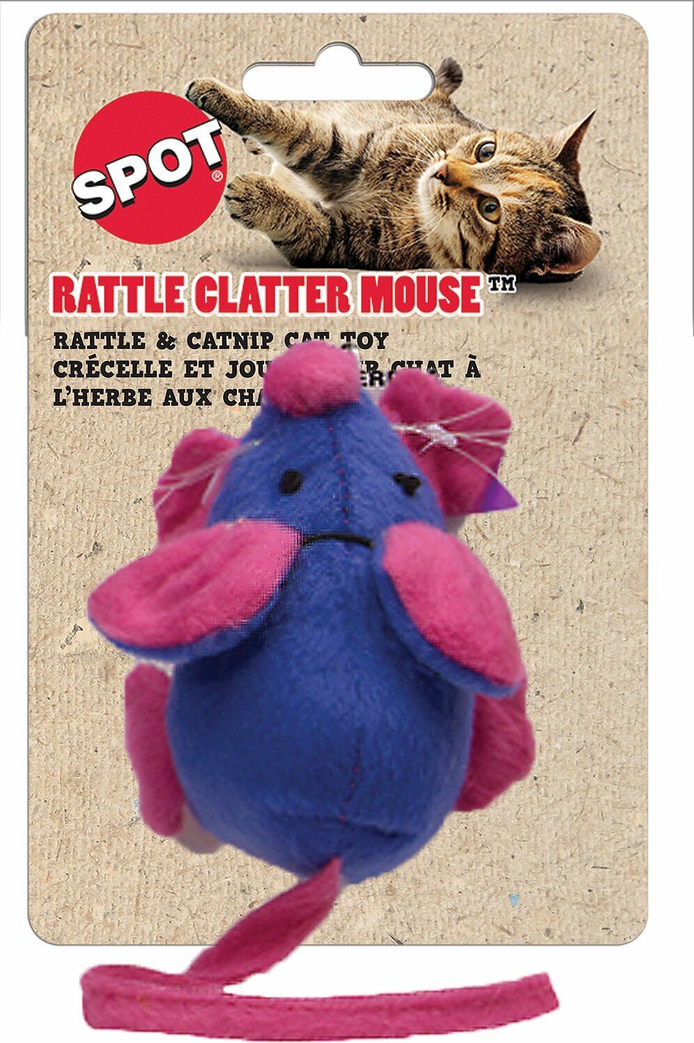 Spot Rattle Clatter Mouse Cat Toy with Catnip Assorted 9 in Large