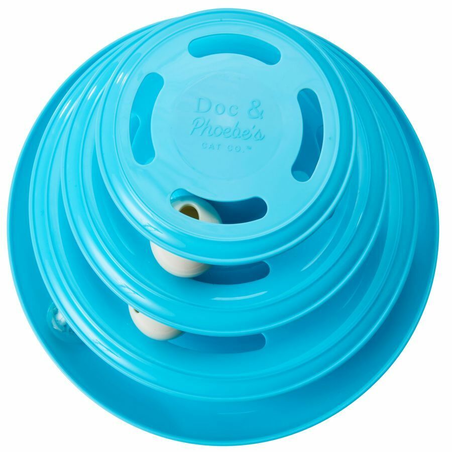 Doc and Phoebe Forever Fun Treat Track Cat Treat Dispenser Blue 5.25in