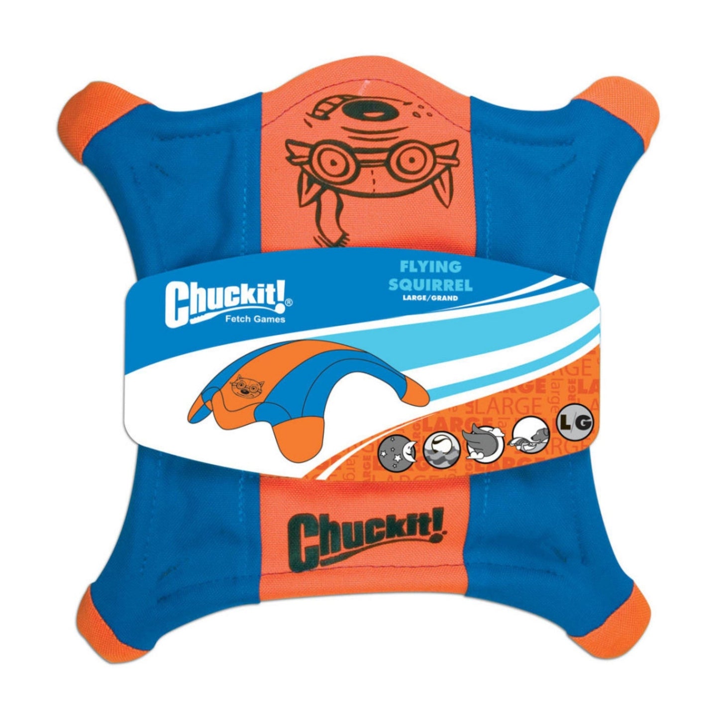 Chuckit! Flying Squirrel Dog Toy Blue/Orange 1ea/LG